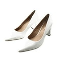 thumbnail image 4 of ALFANI Womens White Cushioned Comfort Jensonn Pointed Toe Block Heel Slip On Leather Pumps Shoes 11 M, 4 of 5