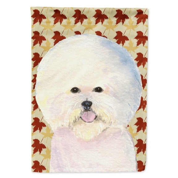 Carolines Treasures SS4330-FLAG-PARENT Bichon Frise Fall Leaves Portrait Flag multicolor