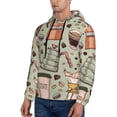 thumbnail image 3 of Fotbe Men's Hoodie with Coffee Makers Macaroons Chocolate Pattern - Kangaroo Pocket Pullover Hooded Sweatshirt, Perfect for Daily Wear, Travel, and Home-Medium, 3 of 7