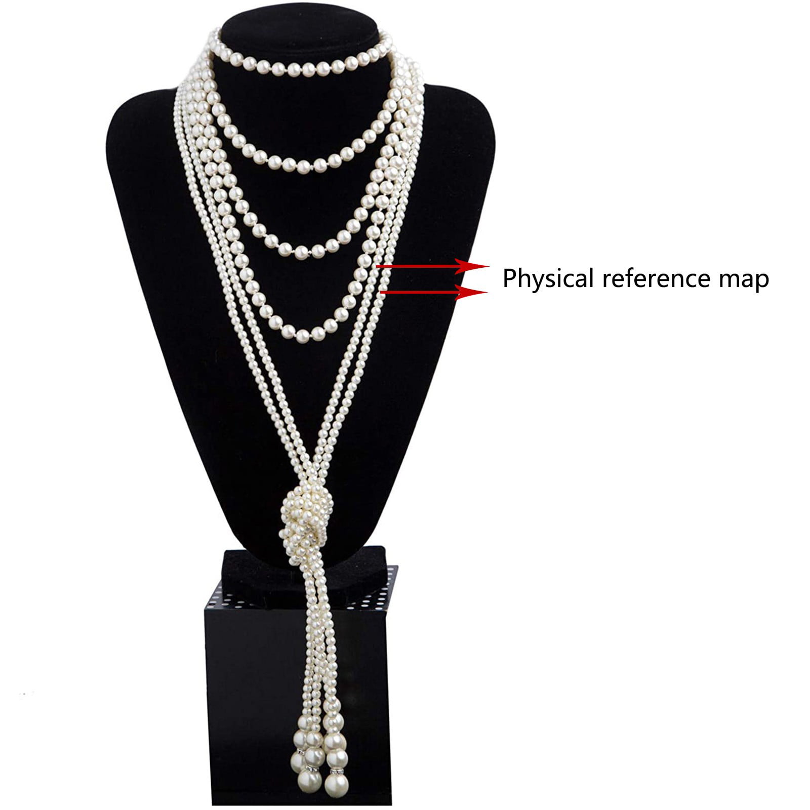 Zivyes Fashion Faux Pearls 1920s Pearls Necklace Gatsby Accessories Cluster 59 inch Long Necklace for Women A-1 * 59 inch Necklace + 2 * 45 inchknot
