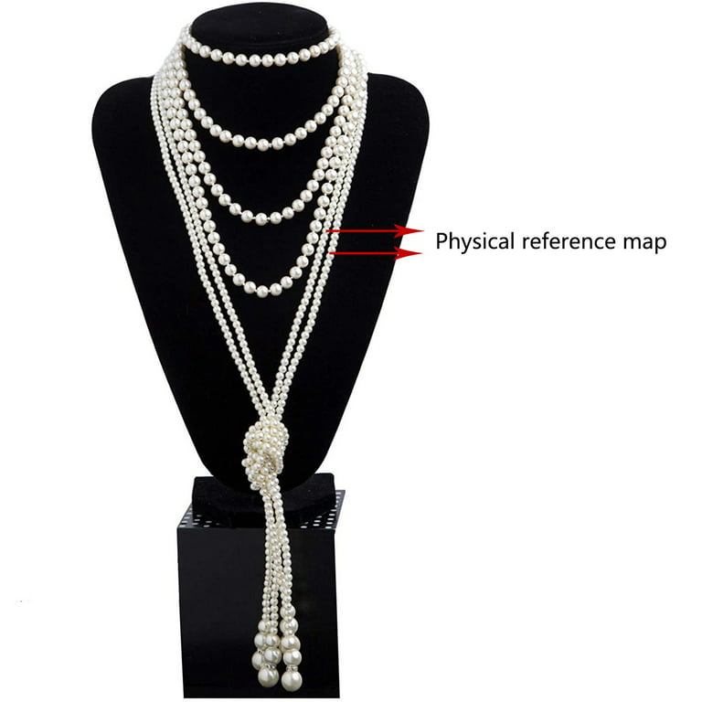 Cizoe 1920s Pearls Necklace Fashion Faux Pearls Gatsby Accessories Vintage  Costume Jewelry Cream Long Necklace for Women