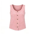 thumbnail image 6 of Women Plaid Tank Tops Button Front Sleeveless Loose Casual Blouse for Vintage Summer Vacation XL, 6 of 6