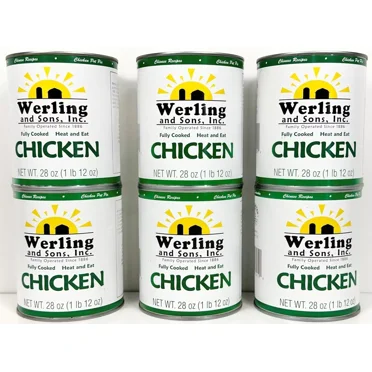 (12 Cans Pack) Werling All Natural Chicken – 28 oz Long Term Emergency Survival Canned Meat Fully Cooked