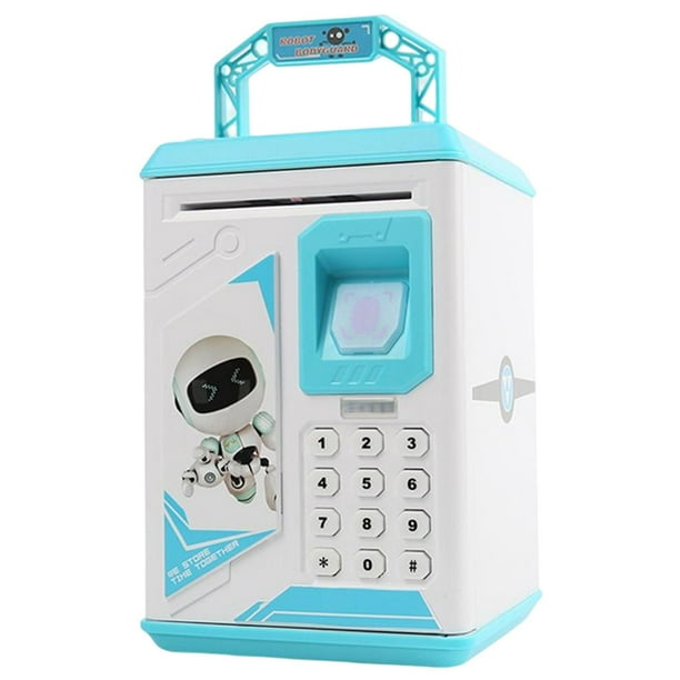 Alcancía automática con forma de cerdito para niños, ideal como regalo de cumpleaños. Azul
