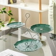 thumbnail image 4 of 3-Tier Leaf Design Fruit Tray | Large Capacity Snack & Dessert Serving Platter | Green Plastic Storage Tray with Handle | 40X32X26Cm Home Party Serving Dish, 4 of 6