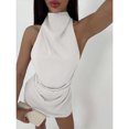 thumbnail image 4 of Minimalist Backless Tie-Up Pleated Mini Dress For Women, 4 of 10