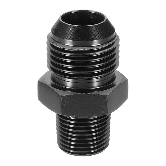 Uxcell 10AN Male to 3/8" NPT Male Straight Flare Adapter Pipe Thread Fitting Adapter Aluminum Fuel Hose Line Fitting for Vehicles, Black