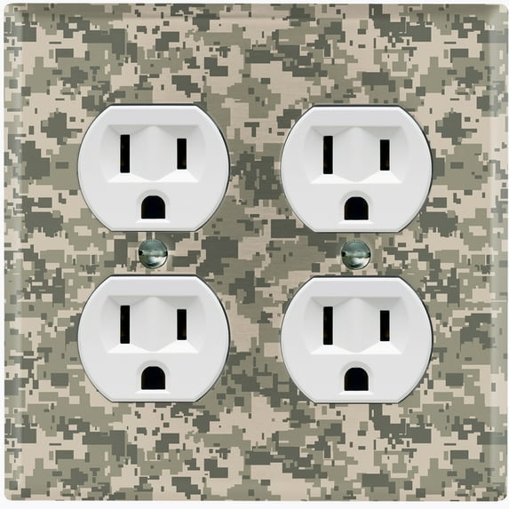 Metal Light Switch Plate Outlet Cover (ACU Camo - Double Duplex)