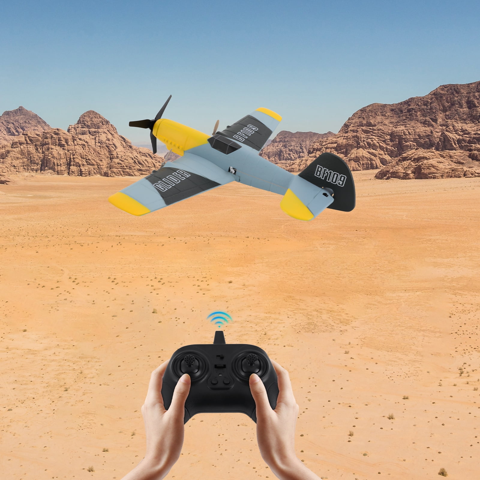 Vintage Fighter RC Airplane, 3-Channel Remote Control Plane with Dual Batteries and Spare Propellers