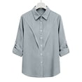thumbnail image 7 of yoeyez Womens Casual Buttons Down Shirts Cotton Linen Work Blouse Long Sleeve Gauze Tshirts Collared Loose Comfy Business Blouses Gray,L, 7 of 7