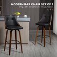 thumbnail image 6 of HOMCOM Bar Height Bar Stools, PU Leather Swivel Barstools with Footrest and Tufted Back, Set of 2, Black, 6 of 8