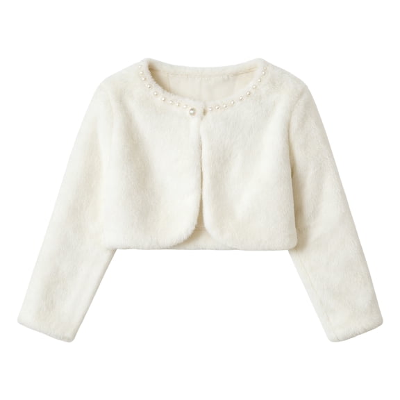 Karoyedx Toddler Girl Cardigan Girls Bolero Shrug Long Sleeve Kids Sparkle Cardigan Open Front Tops White Size,5 Years