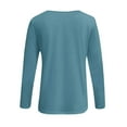 thumbnail image 4 of EchfiProm Blue Tops for Women Plain Half Zip Pullover V-Neck Long Sleeve Relaxed Fit Womens T-Shirt, 4 of 5