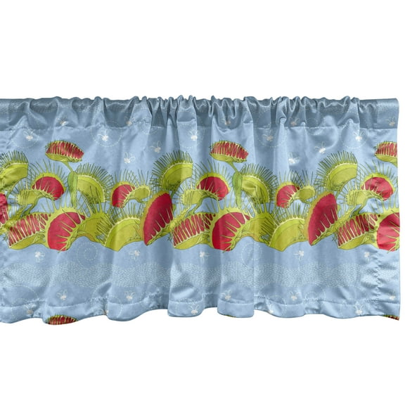 Ambesonne Flower Window Valance, Flower Wild Blossom on Blue, 54" X 12", Pale Blue Multicolor