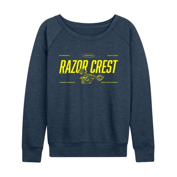 Star Wars - Razor Crest Jersey Lightweight French Terry Wide Neck Long Sleeve Graphic Shirt