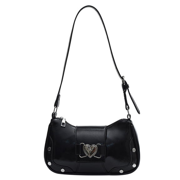 Yucurem PU Leather Chic Hobo Bag Adjustable Strap Women Y2K Messenger Bag (Black)