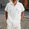 thumbnail image 4 of Men Fashion Casual Top Shirt Comfortable Solid Color Button Shirt Top Short Sleeve Tops, 4 of 6