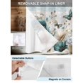 thumbnail image 5 of No Hook Shower Curtain with Snap-in Liner, Teal Tulip Butterfly Waterproof Fabric Bathroom Curtains, Beige Turquoise Floral Farmhouse Blue Bath Curtains & Mesh Top Window 54"x78", 5 of 9