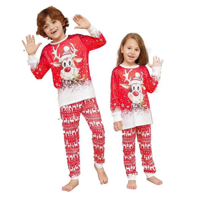 KYAIGUO Ensemble de Tenues Assorties de Noël pour la Famille, Pyjamas Rouges pour Maman et Moi, Ensemble de Vêtements de Nuit pour Papa et Garçon