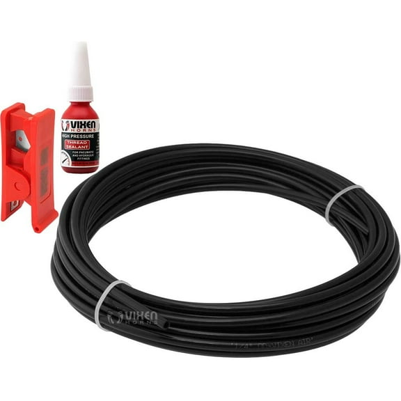 Vixen Horns 1/4" OD Nylon Plastic Hose 35FT with Thread Sealant and Hose Cutter for Suspension/Air Ride/Train Air Horn VXA7143K