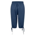 thumbnail image 4 of MDUKONU Women's Linen Chino Shorts Breathable Relaxed Fit Stretchy Dark Blue L, 4 of 6