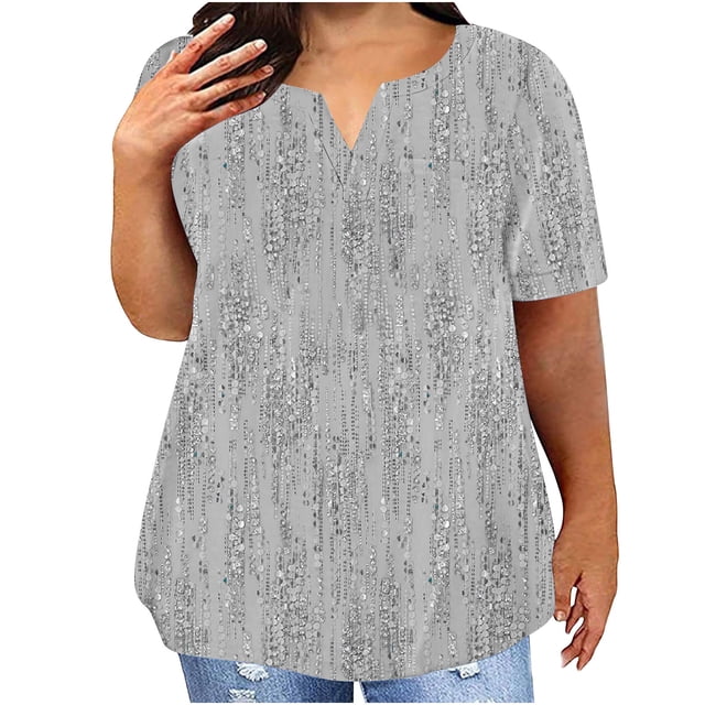 Birdeem Blouses pour Femmes T-Shirt à Manches Courtes Imprimé Décontracté Col Rond Ample