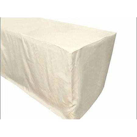 4' Ft. Fitted Polyester Table Cover Trade Show Booth Wedding Dj Tablecloth Ivory, 1-Piece Design - 4 Sided And Top Together By Tablecloth