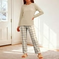 thumbnail image 2 of xaoyunyn Girl's Plaid Pant Sets Spring Fall Casual Basic Solid Color Crewneck Long Sleeve Tops 3-12 Years, 2 of 4