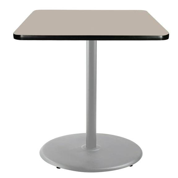 Hampden Furnishings Bennet Collection Steel Frame 36" Square Top, Round Base, 36" Height, Cafe Table Grey Frame/Grey Nebula Top