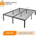 thumbnail image 3 of Full Bed Frame, Heavy Duty Metal Platform, No Box Spring Needed, Steel Slat Support, Easy Assembly, Noise-Free, 12 inch Underbed Storage Space, Black, 3 of 10