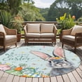 thumbnail image 4 of Round Rugs 5Ft, Happy Easter Round Area Rug Washable Indoor Throw Carpet, Spring Bunny Easter Eggs Floral Teal Wood Soft Non Slip Circle Rug for Cabinet Bathroom Home Decor Aesthetic, 4 of 8