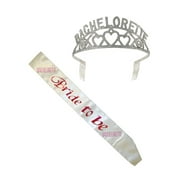 Bachelorette Party Bridal Shower Accessories Kit- Bachelorette Tiara Crown and White Bride To Be Bachelorette Sash