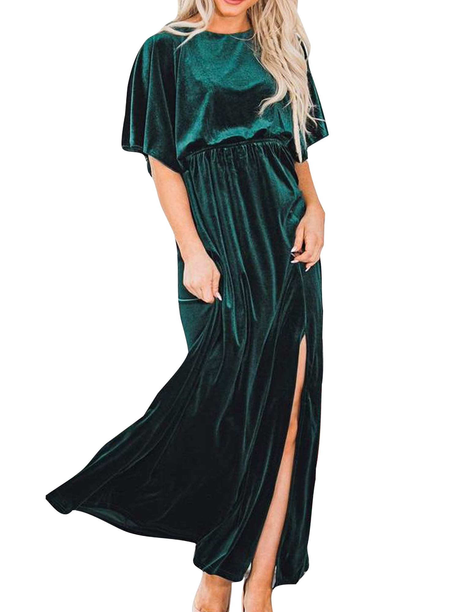 Grianlook Womens Elegant Velvet Long Dress Crew Neck Kosovo | Ubuy