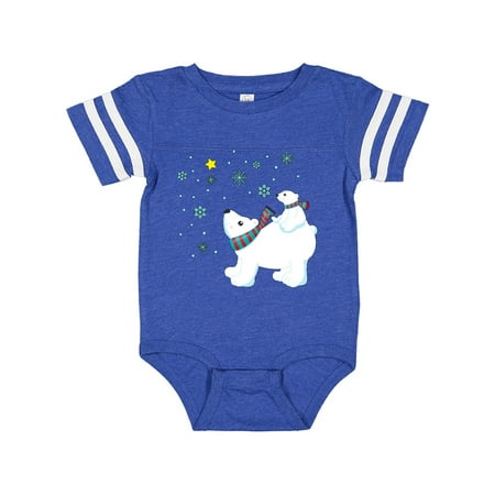 

Inktastic Christmas Polar Bear and Cub with a star Gift Baby Boy or Baby Girl Bodysuit