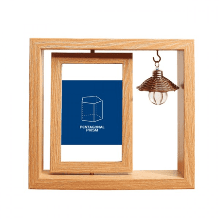 Mathematical Geometric Space Pentagonal Prism Wooden Rotating Picture Photo Frame 4x6