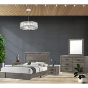 Kings Brand Furniture  Lorain 5-Piece King Size Gray Bedroom Set. Bed, Dresser, Mirror, & 2 Nightstands