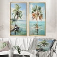 thumbnail image 1 of Designart "Minimalism Plam Tree silence II" Palms & Palm Trees Framed Wall Art Set Of 2 - Green Floral Frame Gallery Set For Office Decor, 1 of 6