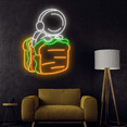 thumbnail image 4 of C-craft Astronaut Sit On Planet Neon Sign Wall Art Led Sign Burger Shop Decor, 4 of 5