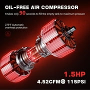 8 Gallon Ultra Quiet Air Compressor, 1.5HP 4.52 CFM, Max 115 PSI Oil-Free Air Compressor Tank, 110V/60hz, 70dB Air Compressor for Car Repair, Spray Painting, Woodwork Nailing