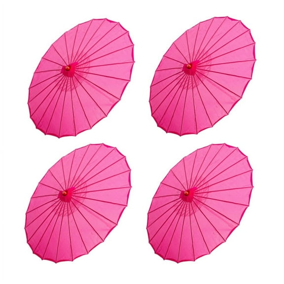 THY COLLECTIBLES Set of Four (4) 33"Japanese Chinese Umbrella Parasols for Wedding Parties, Photography, Costumes, Cosplay, Decoration and Other Events (Hot Pink)