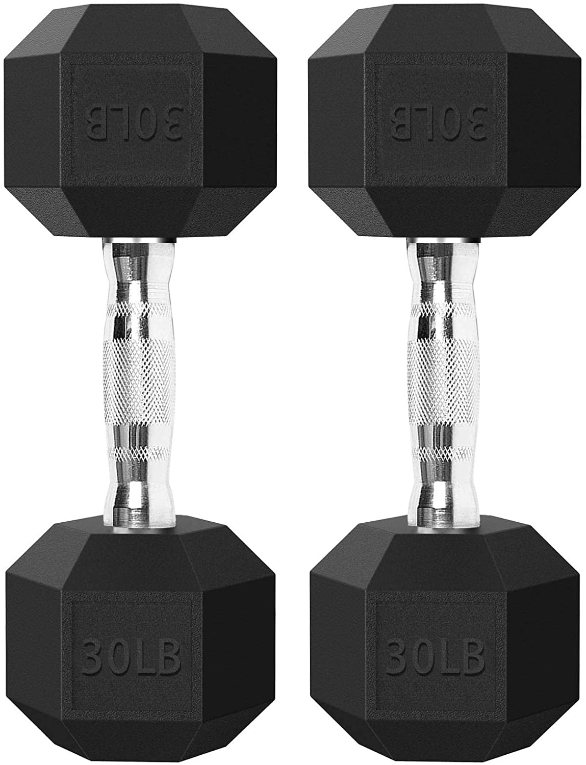 70 lbs Total Set of 20lb and 15lb Dumbbells Rubber Hex Pair Hand Weights 