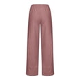 thumbnail image 6 of Women’s Cropped Pants Petal Hem Casual Loose Jean Look Pants Wide Leg Versatile Faux Denim Pants with Pockets ,Pinks，S, 6 of 7