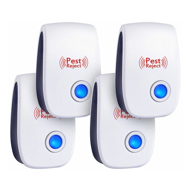 TTIO Repelente ultrasónico de insectos para roedores, paquete de 4 repelente de mosquitos, repelente electrónico de insectos para interiores y repelente ultrasónico de mosquitos para insectos, mosquit