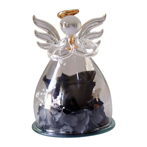 Preserved Gifts for Her Gifts for Women Flower Rose Glass Angel Figurine Flowers for Women Mom Birthday Gift Ideas Unique