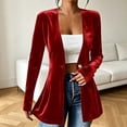 thumbnail image 2 of Scyoekwg Blazers for Women Long Sleeve Dressy Casual Velvet Jacket Button Slim Cardigan Coat for Evening Party (Red,M), 2 of 6