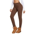 thumbnail image 3 of Thick Fleece-Lined Leggings for Women Winter Warm Thermal Leggings High Waist Tummy Contorl Running Workout Yoga Pants Coffee S, 3 of 6