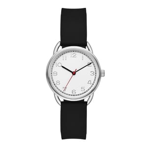 Time and Tru Women's Silver Arabic Dial Silicone Watch
