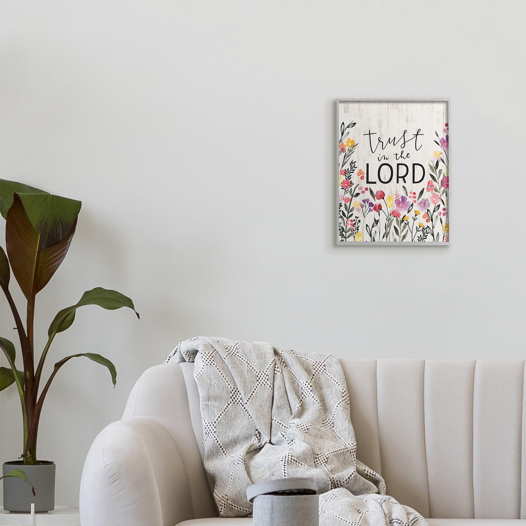 Stupell Industries Trust in the Lord Proverb Spring Watercolor Flowers,11 x 14,Designed by Loni Harris
