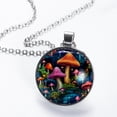 thumbnail image 2 of Mushroom Elegant Glass Design Circular Pendant Necklace - Stylish Statement Necklaces, 2 of 5
