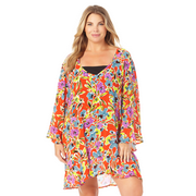 Anne Cole Plus - Flounce V Neck Tunic Cover Up